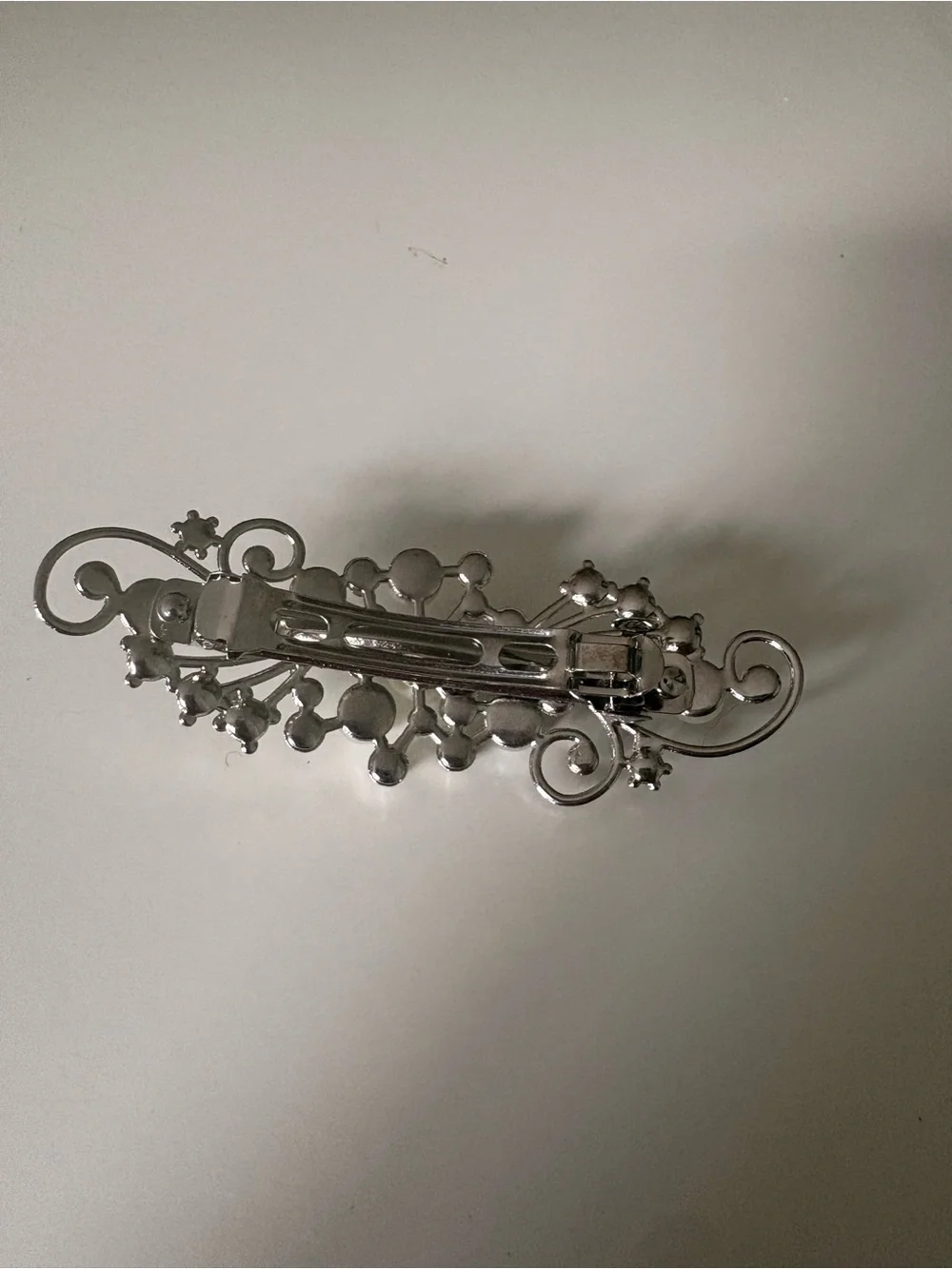 Pearl & Crystal Silver Hair Barrette - Picture 3 of 4